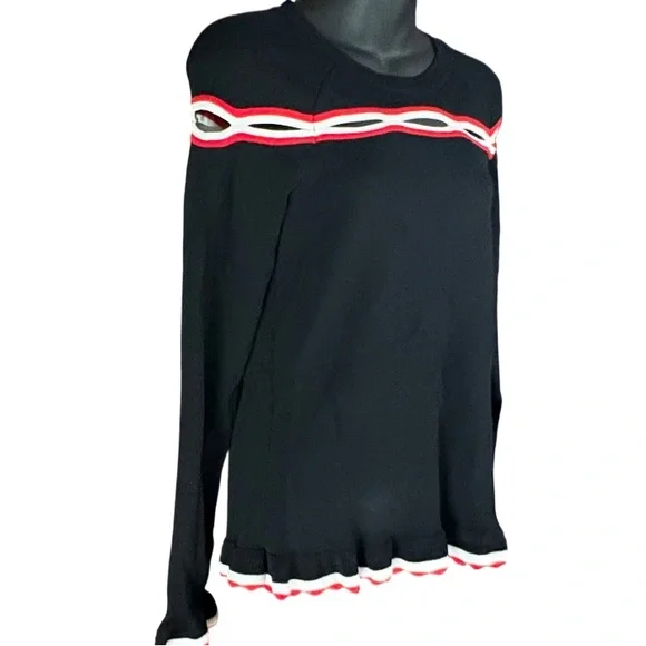 Anthropologie Moelleux cutout long sleeve top medium black red long sleeve - Picture 3 of 11
